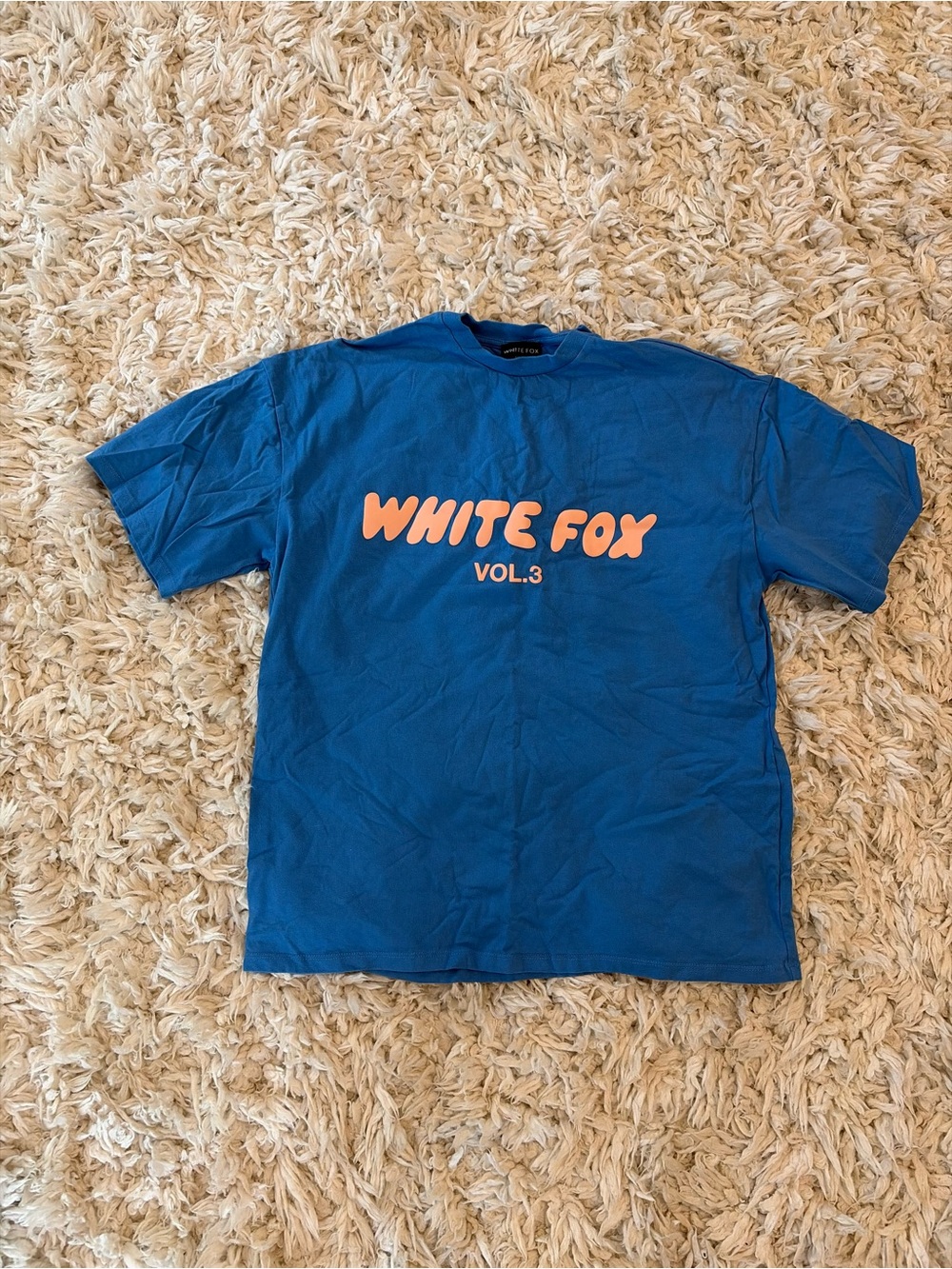 White Fox Boutique Blue Tee with Pink Logo
